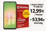 Mediamarkt Tarifwelt: Samsung Galaxy A56 5G (256 Gb) + 1 Jahr Mcafee Livesafe Device Attach + Super Select M On 30Gb 5G Für 12,99 € / Monat + 53,94 € Einmalig