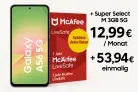MediaMarkt Tarifwelt: Samsung Galaxy A56 5G (256 GB) + 1 Jahr McAfee LiveSafe Device Attach + Super Select M On 30GB 5G für 12,99 € / Monat + 53,94 € einmalig