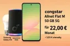 starmobile: Samsung Galaxy A56 + soundcore Glow Bluetooth-Lautsprecher + Signify WiZ WLAN LED-Lampe E27 + congstar Allnet Flat M 50 GB 5G für 22,00 € Monat + 5,95 € einmalig