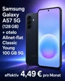 Logitel: Samsung Galaxy A57 5G (128 GB) + Amazon 20 € Gutschein + otelo Allnet-flat Classic Young 100 GB 5G für 19,99 € / Monat + 1,00 € einmalig