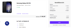 DEINHANDY: Samsung Galaxy S23 5G + o2 Mobile M 25 GB 5G für 29,99 € / Monat + € 196,93 € einmalig