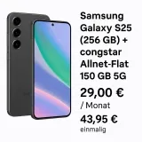 Gomibo: Samsung Galaxy S25 (256 Gb) + Congstar Allnet-Flat 150 Gb 5G Für 29,00 € / Monat + 43,95 € Einmalig