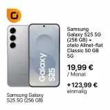 Logitel: Samsung Galaxy S25 5G (256 GB) + otelo Allnet-flat Classic 50 GB 5G für 19,99 € / Monat + 123,99 € einmalig