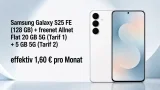 MediaMarkt Tarifwelt: Samsung Galaxy S25 FE (128 GB) + freenet Allnet Flat 20 GB 5G (Tarif 1) + 5 GB 5G (Tarif 2) für 17,98 € / Monat + 65,94 € einmalig