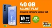 klarmobil: Samsung Galaxy S25 (128 GB) + klarmobil Allnet Flat 40 GB 5G für 19,99 € / Monat + 29,99 € einmalig