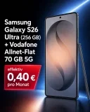 Gomibo: Samsung Galaxy S26 Ultra (256 GB) + Vodafone Allnet-Flat 70 GB 5G für 34,99 € / Monat + 233,95 € einmalig