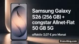 Gomibo: Samsung Galaxy S26 (256 GB) + congstar Allnet-Flat 50 GB 5G für 29,99 € / Monat + 73,95 € einmalig