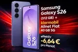 Klarmobil: Samsung Galaxy S26 (512 Gb) + Klarmobil Allnet Flat 40 Gb 5G Für 29,99 € / Monat + 119,99 € Einmalig