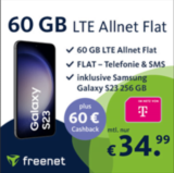 60 GB Telekom Allnet Flat eSim Möglich für 34,99 € mtl. +Samsung S23 256GB für 79,99 € (keine AG!)