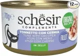 Schesir Thunfischfilets Mit Zackenbarsch In Gelee (Ergänzendes Nassfutter Für Katzen 12 Dosen À 70 G) Für 8,50 € Inkl. Prime-Versand (Statt 16,00 €)