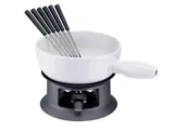 Schulte-Ufer Käse-Fondue Tessin Set (Keramiktopf, 20cm, inkl. Wärmeleitscheibe, 6 Einlegegabeln)
