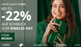 Christ Singles Day: bis zu 22% Rabatt auf Schmuck