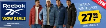 Reebok Stretch Puffer Herren Winterjacke RBO15670 (Gr. S-XL – 4 versch. Farben) für 32,94 € inkl. Versand (statt 67,49 €)