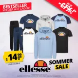 Sportspar ellesse Sommer Sale mit Produkten ab 14,99 € zzgl. Versand und bis zu 67 % Rabatt