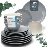 Steingut Geschirrset 4 Personen Hygge 12 tlg. TESTSIEGER Traumhaftes Skandinavisches Steingut Geschirr Set für 19,95 € inkl. Prime-Versand (statt 29,95 €)