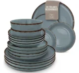 Steingut Geschirrset 6 Personen Rustic 24-tlg