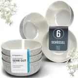Steingut Müslischalen Ibiza 6 Personen (5 Farben, Gr. Becher (6x) bis Servierschüssel groß) für 19,95 € inkl. Prime-Versand