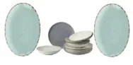 Steinzeug Tafelservice aus Keramik – 12-teilig + 2x Servierplatte für 111,89 € inkl. Versand statt 178,93 €