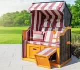 WESTERHOLT Strandkorb RÜGEN mit 2 integrierte Klapptische 118 x 81 x 160 cm