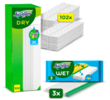 Swiffer Bodenwischer mit 102 Trockenen Bodentüchern+3 Feuchte Bodentücher ab 12,15 € inkl. Prime-Versand (statt 19,90 €)