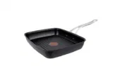 Tefal E21141 Jamie Oliver Premium Grillpfanne (23x27cm, für alle Herdarten, 210°C ofenfest, Aluguss, Edelstahlgriff)
