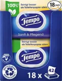 Tempo Toilettenpapier feucht Tempo Sanft Pflegend 18er Pack (18x 42 Blatt) ab 20,88 € inkl. Prime-Versand