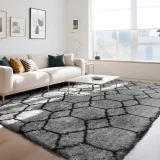 Teppich Wohnzimmer Schwarzgrau:Hochflor Teppich (7 Farben)