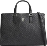 Tommy Hilfiger Damen Satchel Bag (mit Monogramm-Prägung Schwarz)