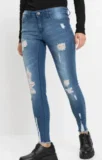 BonPrix: Super Skinny-Jeans verkürzt mit Destroy