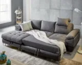 Wohnlandschaft in Grau mit Bettfunktion ( 268 x 91 x 170 cm) für 489,30€ inkl. Versand (statt 699€ )