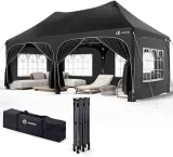 VOUNOT® 3x6m Pavillon Wasserdicht mit 6 Seitenwänden Faltpavillon Stabil Partyzelt Winterfest Gartenzelt Faltbar mit 6 Sandsäcken und Tragetasche Schwarz für 174,90 € inkl. Versand (statt 209,99 €)