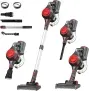 VacniQ Akku Staubsauger Freistehender Kabellos Staubsauger Akku Sauger 35000Pa 999% HEPA-Filter 3-in-1ür Hartböden Teppiche Tierhaare Super Leise (rot grau) für 69,00 € inkl. Versand (statt 129,00 €)