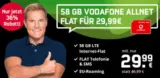 Vodafone Allnet Flat Green LTE 58 GB (25 Mbit/s.) für 29,99€ mtl. 🔥