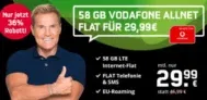 Vodafone Allnet Flat Green LTE 58 GB (25 Mbit/s.) für 29,99€ mtl. 🔥