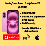 Vodafone Smart S 65 GB (GigaKombi) mit Apple iPhone 16 (79€) für 34,99€ mtl. +500GB extra + 200€ Bonus