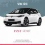 Volkswagen ID3 Pure Performance Elekto 150 PS ab 159,00 €/Monat + 590,00 € einmalig – LF 0,50 (Privatleasing)