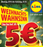 Lidl: 5€ Rabatt ab einem Einkaufswert von 40€ in der App oder Prospekt [27.11.-23.12.]
