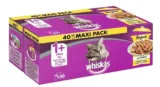 Whiskas 1+ Katzennassfutter Ragout – Geflügel Auswahl in Gelee – Vorratspack (40 x 85g) ab 8,99 € inkl. Prime-Versand (statt 16,54 €)