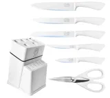 XYJ Authentic Since 1986 Edelstahl-Küchenmesserset mit Messerhalter (7 in 1; 3 Farben) für 12,53 € inkl. Prime-Versand (statt 17,19 €)