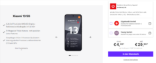 DEINHANDY: Xiaomi 13 5G + Vodafone Smart Entry mit 20 GB 5G für 29,99 € / Monat + einmalig 51,93 €