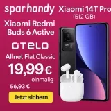 Sparhandy: Xiaomi 14T Pro (512 Gb) + Xiaomi Redmi Buds 6 Active + Otelo Allnet Flat Classic 40 Gb Lte Für 19,99 € / Monat + 56,93 € Einmalig