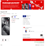 MediaMarkt Tarifwelt: Xiaomi 14T + Xiaomi Redmi Pad SE 8.7 + Xiaomi Vacuum Cleaner G20 Lite + o2 Basic 15 mit 10 GB LTE  für 14,99 € / Monat + 98,94 € einmalig