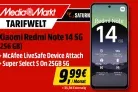 MediaMarkt Tarifwelt: Xiaomi Redmi Note 14 5G (256 GB) + 1-Jahr Lizenz für McAfee LiveSafe Device Attach + Super Select S On 25GB 5G für 9,99 € / Monat + 35,94 € einmalig