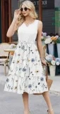 Zeagoo Kleid Damen Sommer Ärmellos Midikleid V-Ausschnitt (10 Farben, Gr. S bis XXL)