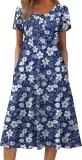 Zeagoo Damen Kurzarm Midikleid A-Linie (11 Farben, Gr. S bis XXL)