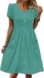 Zeagoo Elegantes Damen Sommerkleid mit V-Ausschnitt (7 Farben, Gr. S bis XL) für 14,99 € inkl. Prime-Versand (statt 29,99 €)