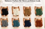 Musselin Kurze Hose Damen Leinen Shorts  (Gr. S bis 3XL)
