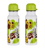 2x alfi Edelstahl Trinkflasche 600ml, Jungle weiß