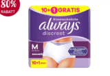 Rossmann App: 80% Rabatt auf Always discreet Pants ab 1,70€