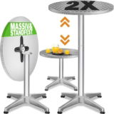 casaria Stehtisch 2er-Set (Silber Alu Ø60cm klappbar, höhenverstellbar) für 72,95 € inkl. Versand